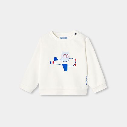 Sweatshirt Kleinkind Jungen aus Molleton - weiss/creme