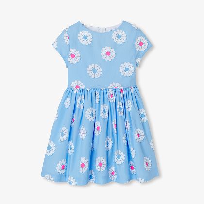 Kleid Mädchen Popeline - blau/mehrfarbig