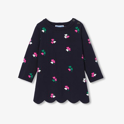 Langärmliges Strickkleid für Baby-Mädchen – marineblau