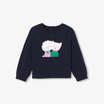 Baby-Pullover für Mädchen aus Baumwolle – marineblau