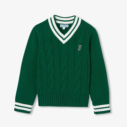 Kinder-Cricket-Pullover aus Baumwolle – grün