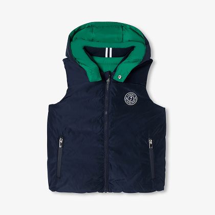 Wendbare, ärmellose Daunenveste für Jungen – marineblau/grün