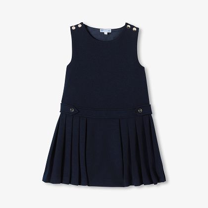 Mädchenkleid im Pinafore-Stil aus Milano-Stoff – marineblau