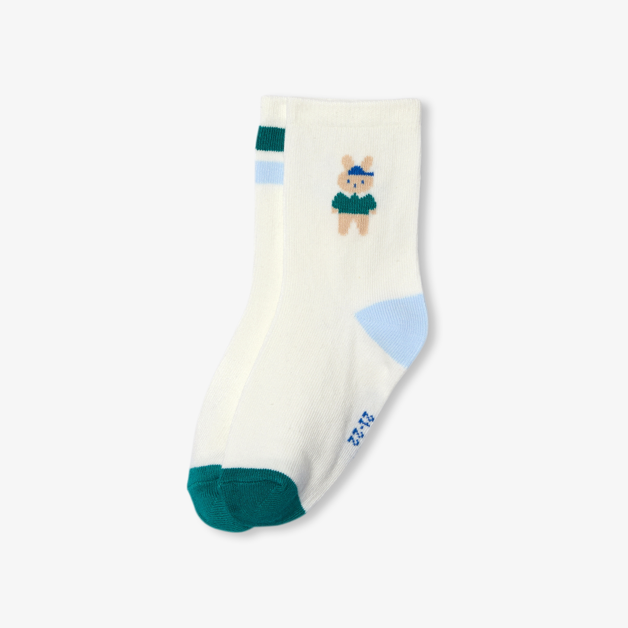 Jacadi - 2er-Pack Baumwollsocken für Kleinkinder - Weiss/mehrfarbig - Große: 23/24